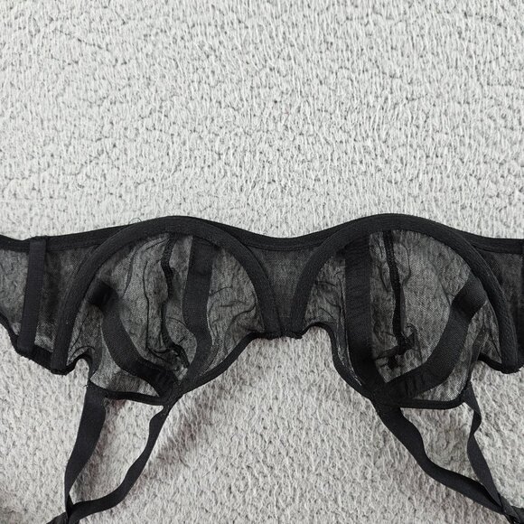 Victoria's Secret Bra Womens 32D Black Very Sexy Unlined Balconet Mesh Lingerie - Picture 6 of 15